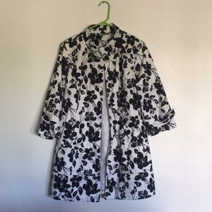 Madison Floral Print Coat Black and White